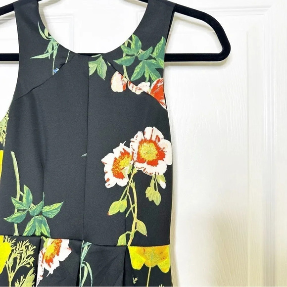 ASOS Sleeveless Black Floral Scuba Skater Dress Low Back Midi Dress UK6 US2 - Picture 3 of 8